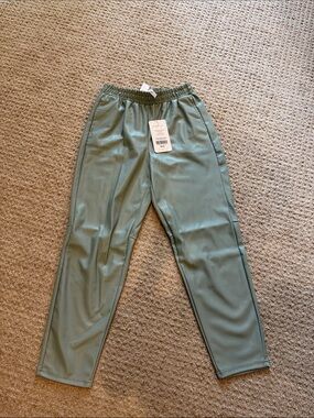 Fabletics Sage Green Faux Leather Joggers
